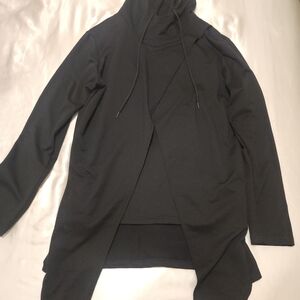 Others Follow Black Draped Hooded Cardigan